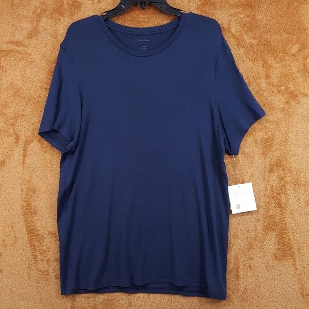 CALVIN KLEIN Shirt Mens XL Navy Blue Pullover Crew Sleep Modal Tee Ultra Soft
